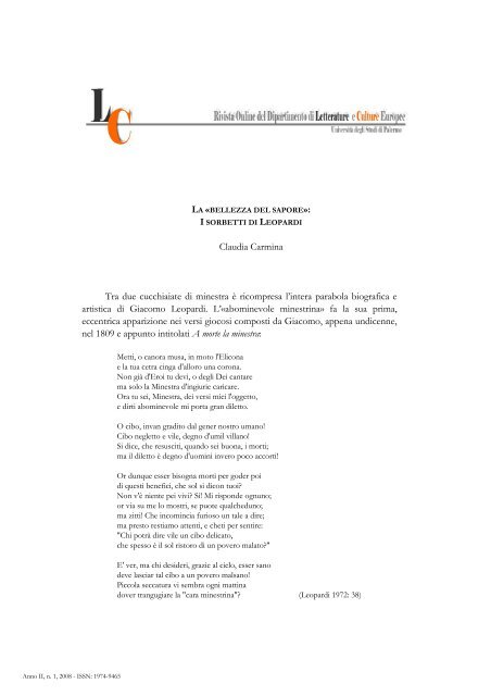 La Bellezza Del Sapore I Sorbetti Di Leopardi