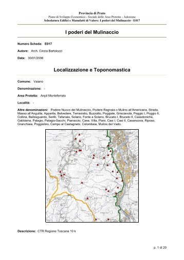 I poderi del Mulinaccio Localizzazione e ... - Provincia di Prato