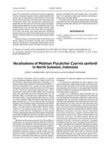 Vocalisations of Matinan Flycatcher Cyornis ... - Oriental Bird Club