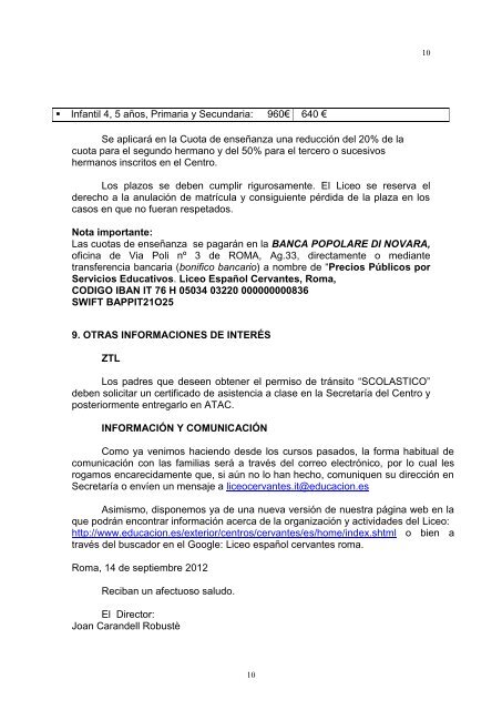 Circular nº 1 - Ministerio de Educación