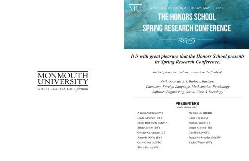 Spring 2013 Program - Monmouth University