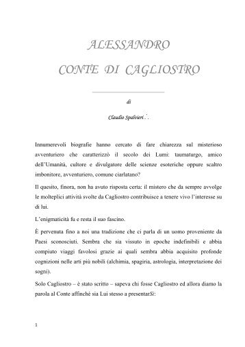 ALESSANDRO CONTE DI CAGLIOSTRO - Antico e Primitivo Rito di ...