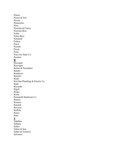 Surname Index of “The Italians in Missouri” by Giovanni Schiavo