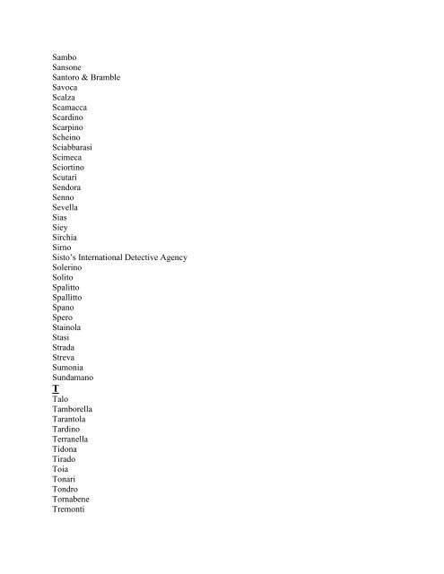 Surname Index of “The Italians in Missouri” by Giovanni Schiavo