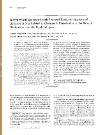 Tachyphylaxis Associated with Repeated Epidural Injections of ...