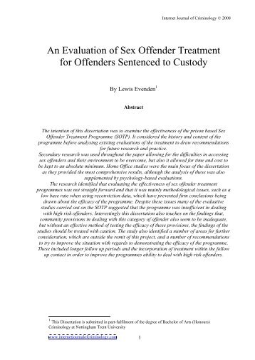 Evenden - An Analysis of Sex Offender Treatment - Internet Journal ...