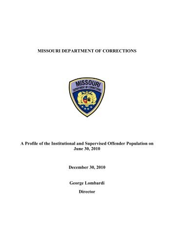 Offender Profile FY'10 - Missouri Department of Corrections