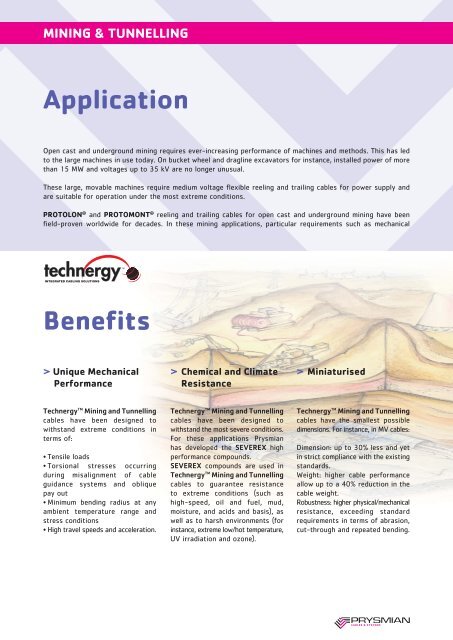 Leaflet Mining & Tunnelling - Prysmian