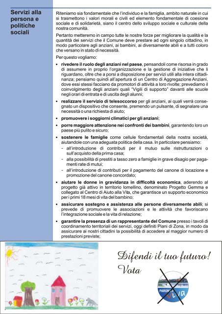 Opuscolo programma elettorale - Parona Viva