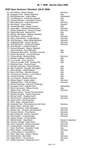 26. 7. 2008 - Styrian Open 2008 IDSF Open Senioren I Standard ...