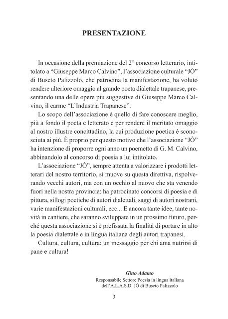 PRESENTAZIONE di Gino Adamo GIUSEPPE - Trapani Nostra