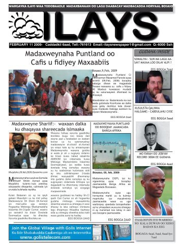 Madaxweynaha Puntland oo Cafis u fidiyey ... - SomaliTalk.com