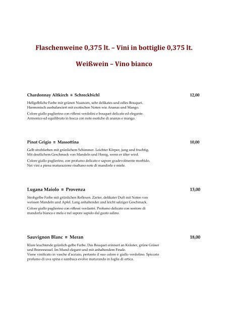 Weinkarte Hotel Post In Bruneck