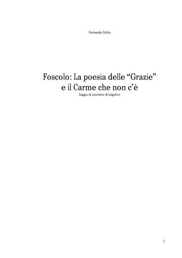 Foscolo: La poesia delle “Grazie” e il Carme che non c'è - Giodi.it