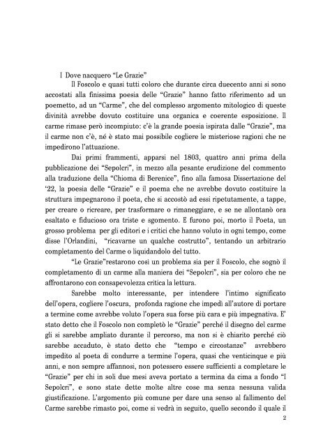 Foscolo: La poesia delle “Grazie” e il Carme che non c'è - Giodi.it