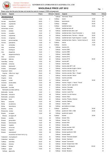 price list