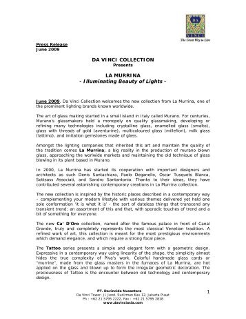 DA VINCI COLLECTION LA MURRINA - Illuminating Beauty of Lights -