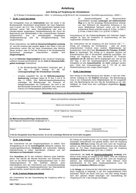 Anleitung Zum Antrag Auf Vergutung Der Umsatzsteuer