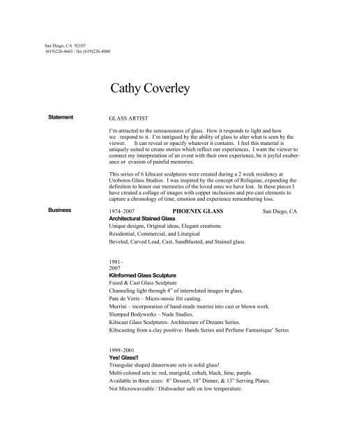 to print resume, click here... - Cathy Coverley