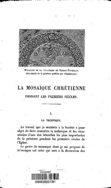 La mosaique chretienne pendant les premiers siecles - Bibliothèque ...