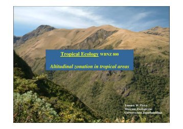 Tropical Ecology WBNZ 800 Altitudinal zonation in tropical areas