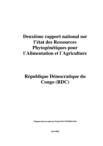 Deuxième rapport national sur l'état des Ressources ...