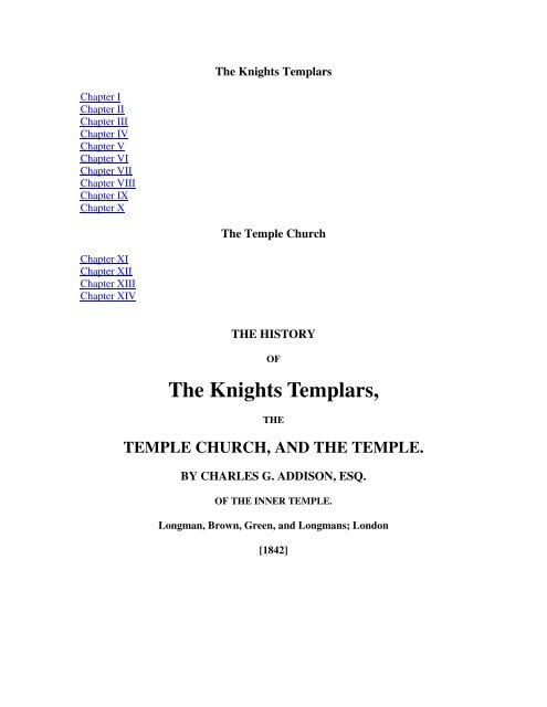 The History of the Knights Templar by Charles G ... - Masonic Renewal