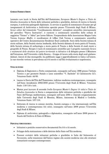 CV esteso Giorgio Federico Siboni - Centro Documentazione ...