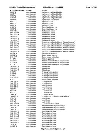 Fairchild Tropical Botanic Garden Living Plants ... - Virtual Herbarium