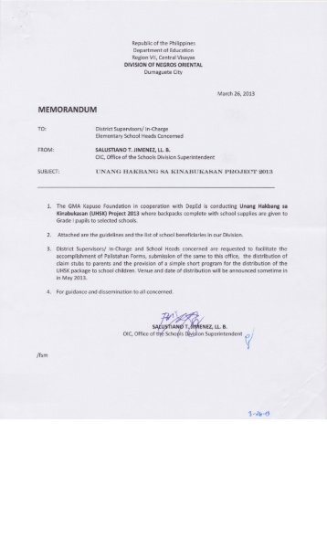 MEMORANDUM - DepEd - NegOr