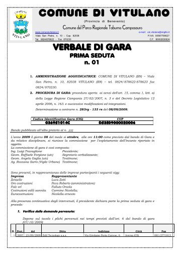 VERBALE DI GARA PRIMA SEDUTA.pdf - Comune di Vitulano