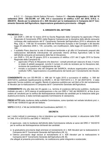 A.G.C. 11 – Sviluppo Attività Settore Primario – Settore 01 – Decreto ...