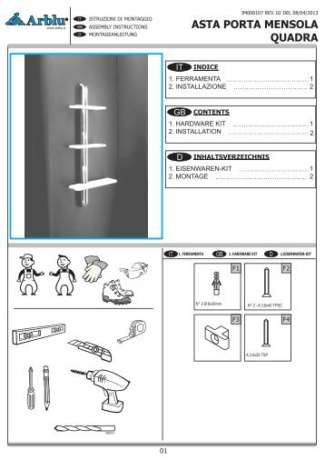 ASTA PORTA MENSOLA QUADRA - Arblu