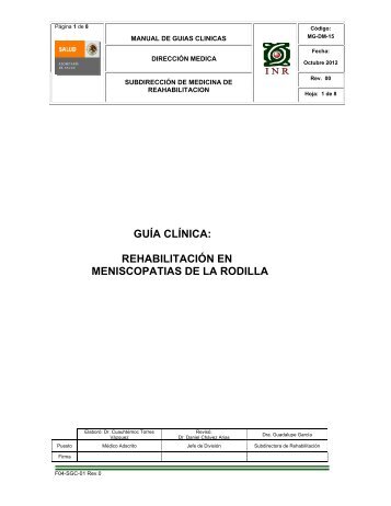 MG-DM-15 Guía Clínica de Rehabilitación en Meniscopatías ... - Inicio