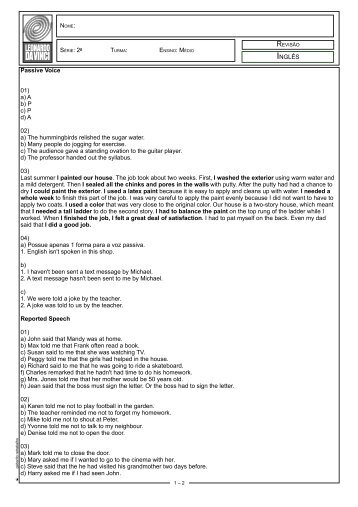 Passive Voice 01) a) A b) P c) P d) A 02) a) The hummingbirds ...