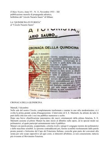 "Quindicina Futurista" al "Circolo Nazario Sauro" - MunArt