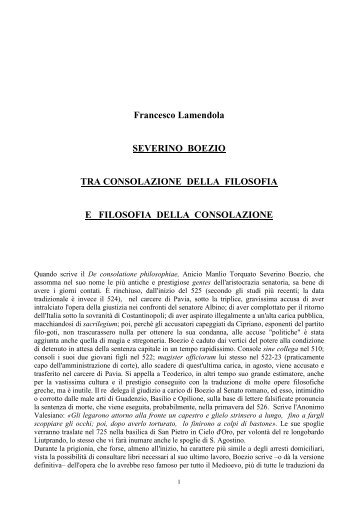 Francesco Lamendola SEVERINO BOEZIO TRA ... - EstOvest.Net