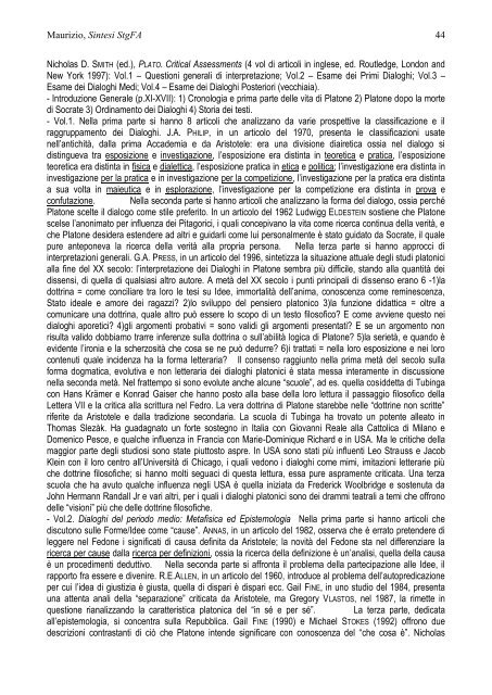 Sintesi di STORIOGRAFIA FILOSOFICA ANTICA - Università ...