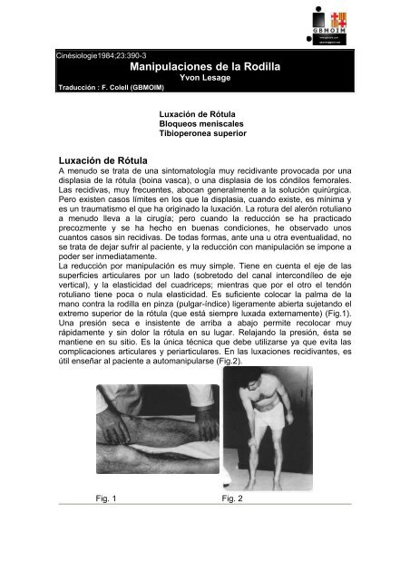 Manipulaciones de la Rodilla - Y. Lesage - sofmmoo