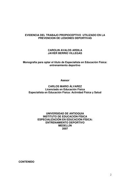 Evidencia del trabajo propioceptivo utilizado en la prevención de ...