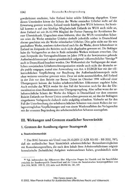 Gille: Deutsche Rechtsprechung in völkerrechtlichen Fragen 2001