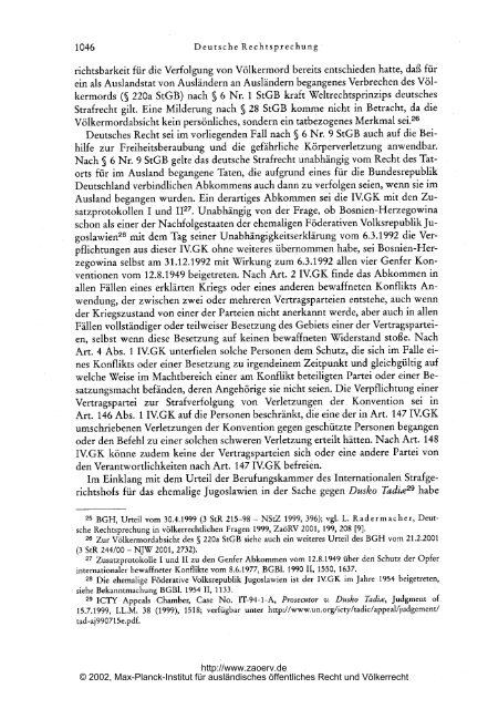 Gille: Deutsche Rechtsprechung in völkerrechtlichen Fragen 2001