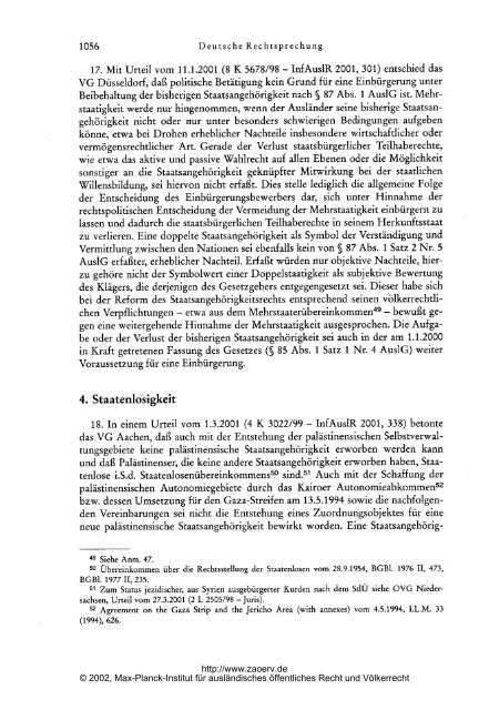 Gille: Deutsche Rechtsprechung in völkerrechtlichen Fragen 2001