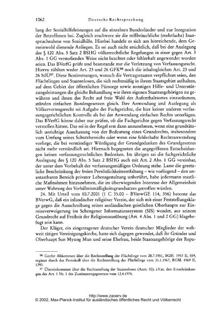 Gille: Deutsche Rechtsprechung in völkerrechtlichen Fragen 2001