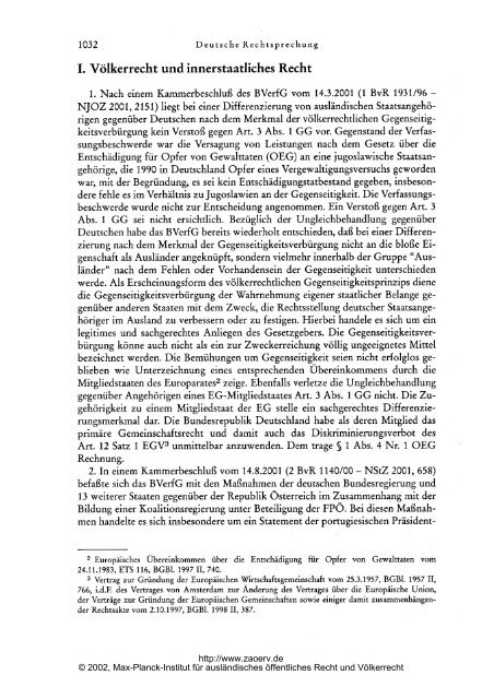 Gille: Deutsche Rechtsprechung in völkerrechtlichen Fragen 2001