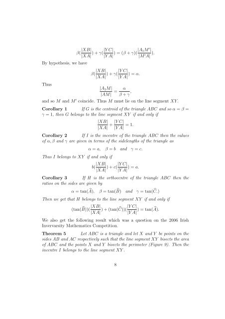 6. Theorem of Ceva, Menelaus and Van Aubel.