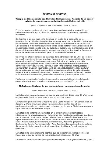 Terapia de Litio asociado con Hidradenitis Supurativa. Reporte de ...