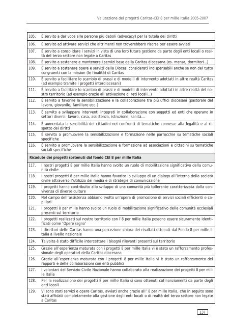 valutazione 8xmille Italia - Caritas Italiana