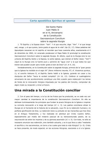 Carta Apostólica en el XL Aniversario de la Sacrosanctum Concilium