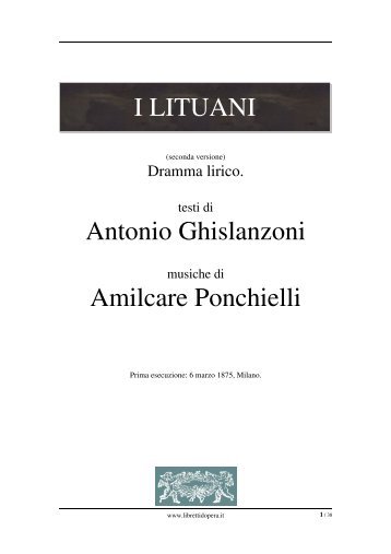 I lituani - Libretti d'opera italiani